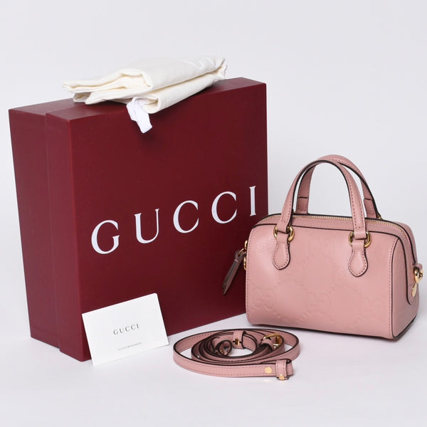New and unused GUCCI GG Super Mini Boston Bag 290230 Shoulder Bag Messenger Bag Pink Used 4a000857