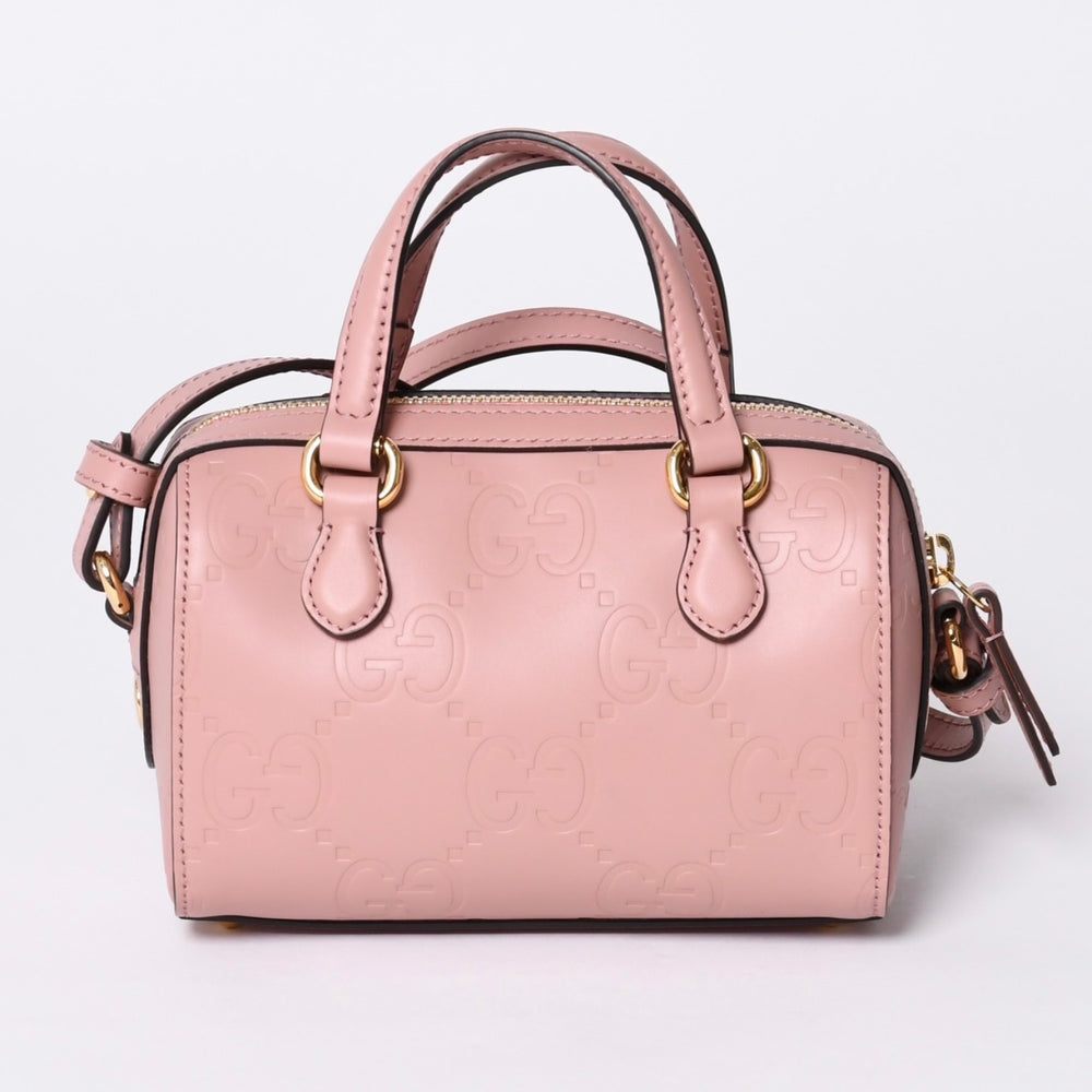 新品未使用品 GUCCI グッチ GGスーパー ミニボストンバッグ 290230 Shoulder Bag ショルダーバッグ メッセンジャーバッグ ピンク 中古 4a000857