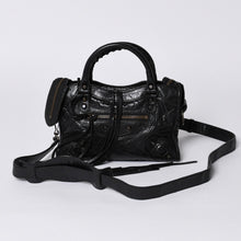 画像をギャラリービューアに読み込む, 極美品 BALENCIAGA バレンシアガ クラシック ミニ シティ 2WAY ショルダーバッグ 300295 ロゴ ブラック ブロンズ金具 中古 4a001226