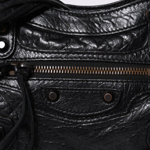 Very Good Condition BALENCIAGA Classic Mini City 2WAY Shoulder Bag 300295 Logo Black Bronze Hardware Used 4a001226
