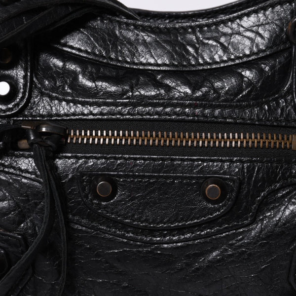 Very Good Condition BALENCIAGA Classic Mini City 2WAY Shoulder Bag 300295 Logo Black Bronze Hardware Used 4a001226