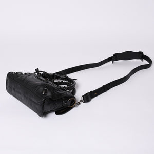 Very Good Condition BALENCIAGA Classic Mini City 2WAY Shoulder Bag 300295 Logo Black Bronze Hardware Used 4a001226