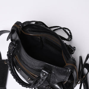 Very Good Condition BALENCIAGA Classic Mini City 2WAY Shoulder Bag 300295 Logo Black Bronze Hardware Used 4a001226
