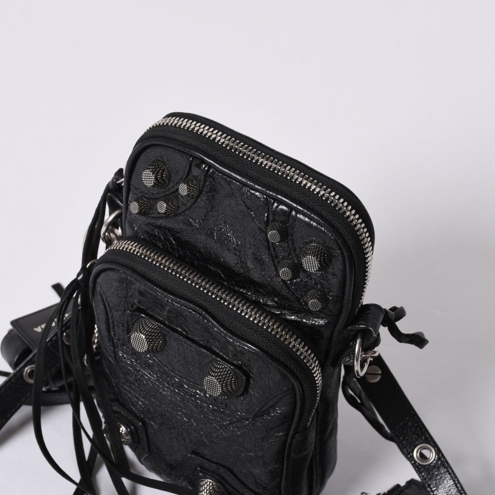 BALENCIAGA バレンシアガ ルカゴール ショルダーバッグ メンズバッグ 742015 ブラック シルバー金具 美品 中古 4a000733