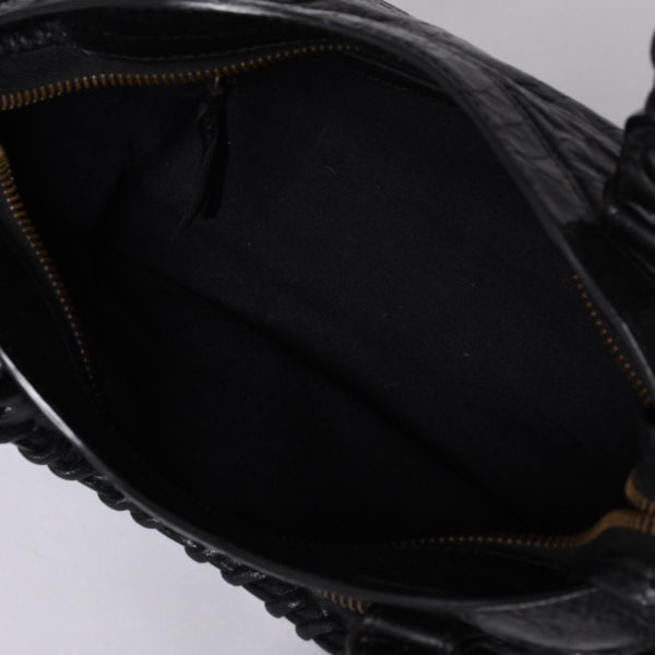 Very Good Condition BALENCIAGA Classic Mini City 2WAY Shoulder Bag 300295 Logo Black Bronze Hardware Used 4a001226