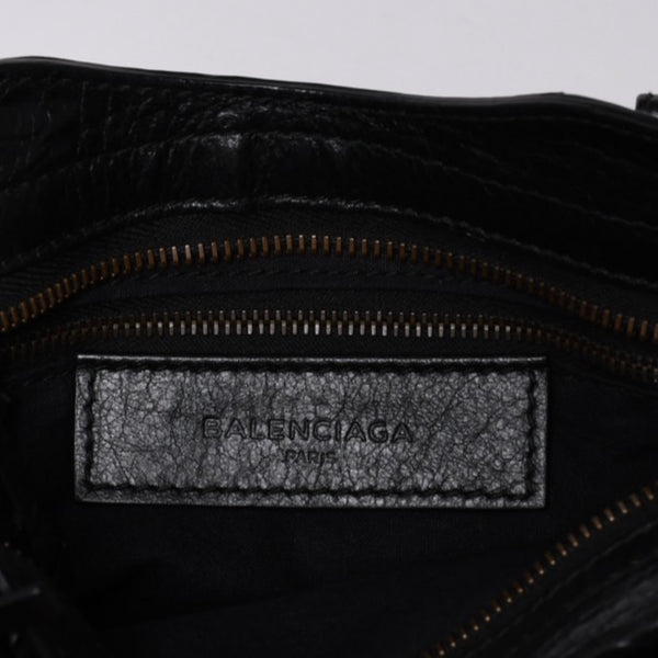 Very Good Condition BALENCIAGA Classic Mini City 2WAY Shoulder Bag 300295 Logo Black Bronze Hardware Used 4a001226