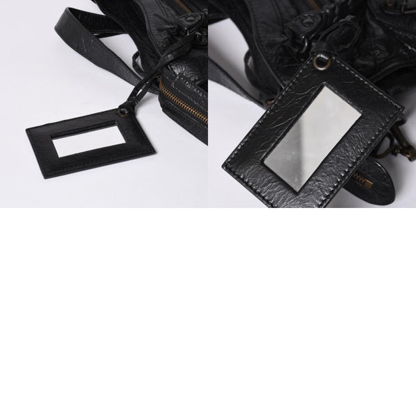 Very Good Condition BALENCIAGA Classic Mini City 2WAY Shoulder Bag 300295 Logo Black Bronze Hardware Used 4a001226