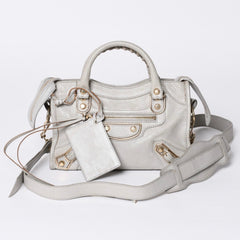 BALENCIAGA バレンシアガ クラシック ミニ シティ 2WAY ショルダーバッグ 300295 ロゴ グレー シルバー金具 美品 中古 4a001119