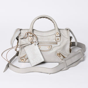 BALENCIAGA バレンシアガ クラシック ミニ シティ 2WAY ショルダーバッグ 300295 ロゴ グレー シルバー金具 美品 中古 4a001119