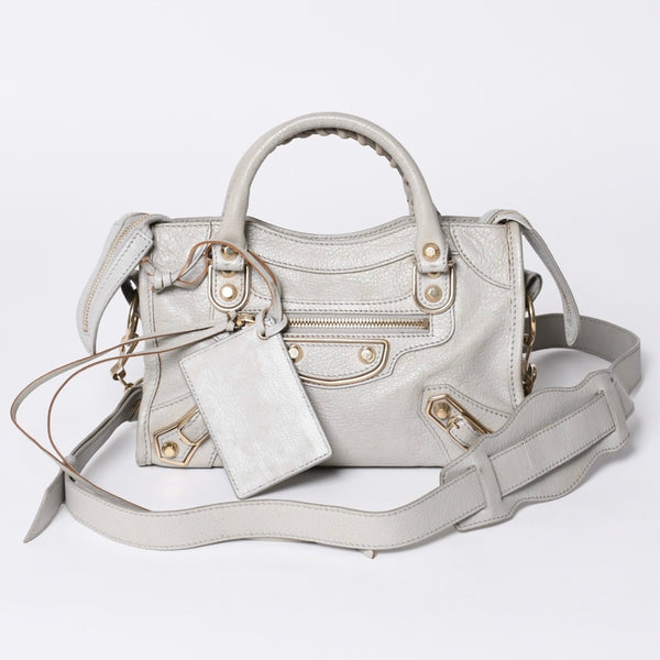 BALENCIAGA バレンシアガ クラシック ミニ シティ 2WAY ショルダーバッグ 300295 ロゴ グレー シルバー金具 美品 中古 4a001119