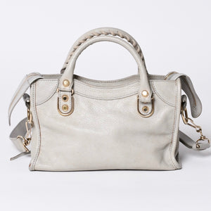 BALENCIAGA バレンシアガ クラシック ミニ シティ 2WAY ショルダーバッグ 300295 ロゴ グレー シルバー金具 美品 中古 4a001119