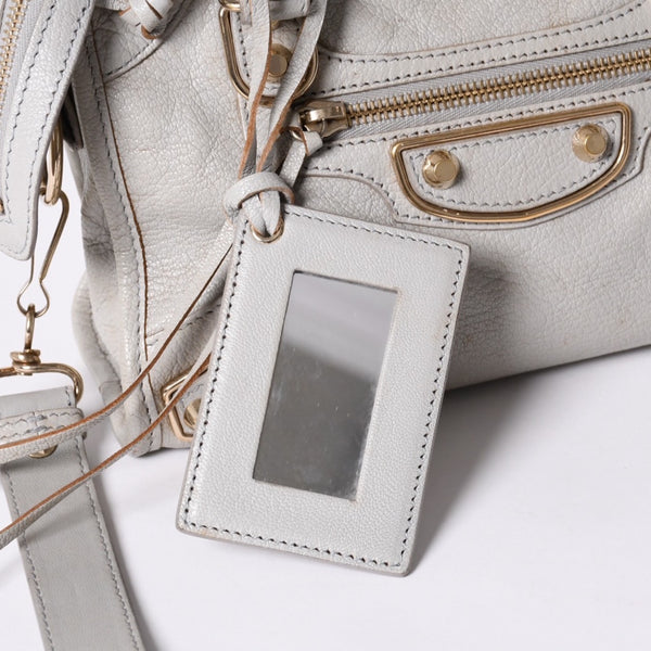 BALENCIAGA バレンシアガ クラシック ミニ シティ 2WAY ショルダーバッグ 300295 ロゴ グレー シルバー金具 美品 中古 4a001119