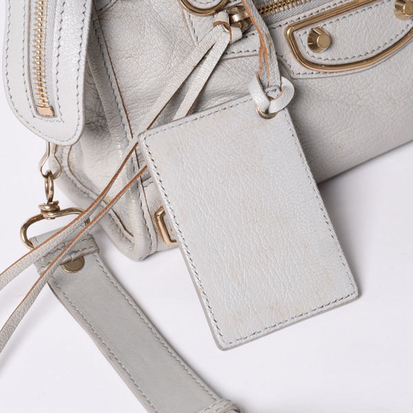 BALENCIAGA バレンシアガ クラシック ミニ シティ 2WAY ショルダーバッグ 300295 ロゴ グレー シルバー金具 美品 中古 4a001119