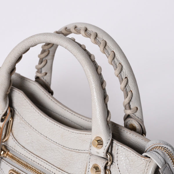 BALENCIAGA バレンシアガ クラシック ミニ シティ 2WAY ショルダーバッグ 300295 ロゴ グレー シルバー金具 美品 中古 4a001119