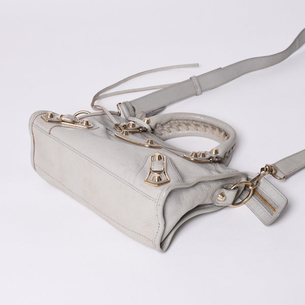 BALENCIAGA バレンシアガ クラシック ミニ シティ 2WAY ショルダーバッグ 300295 ロゴ グレー シルバー金具 美品 中古 4a001119