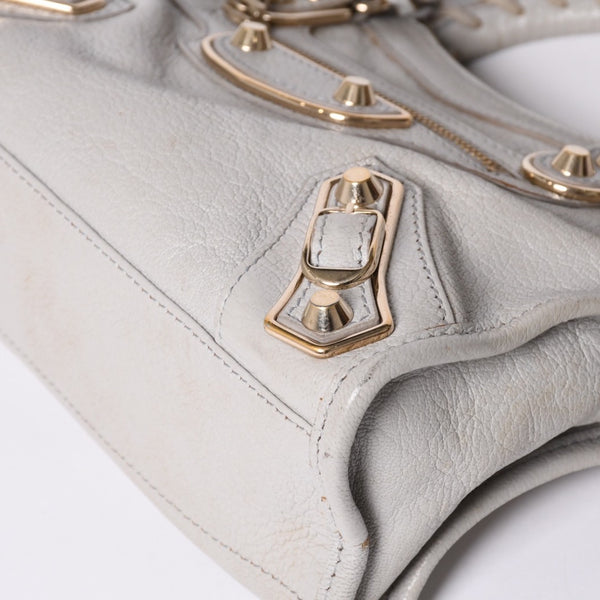 BALENCIAGA バレンシアガ クラシック ミニ シティ 2WAY ショルダーバッグ 300295 ロゴ グレー シルバー金具 美品 中古 4a001119