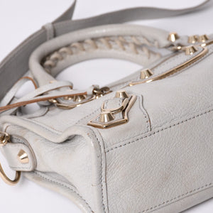 BALENCIAGA バレンシアガ クラシック ミニ シティ 2WAY ショルダーバッグ 300295 ロゴ グレー シルバー金具 美品 中古 4a001119