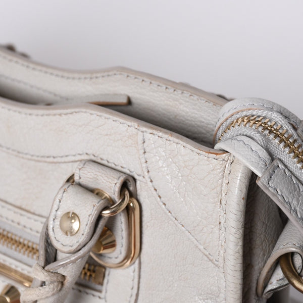 BALENCIAGA バレンシアガ クラシック ミニ シティ 2WAY ショルダーバッグ 300295 ロゴ グレー シルバー金具 美品 中古 4a001119