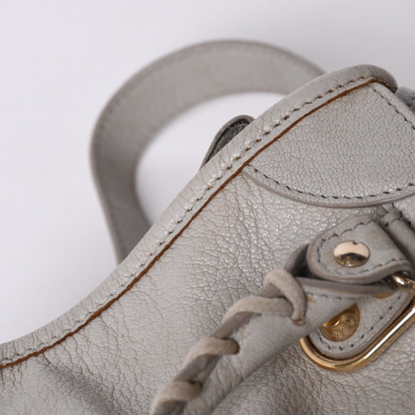 BALENCIAGA バレンシアガ クラシック ミニ シティ 2WAY ショルダーバッグ 300295 ロゴ グレー シルバー金具 美品 中古 4a001119