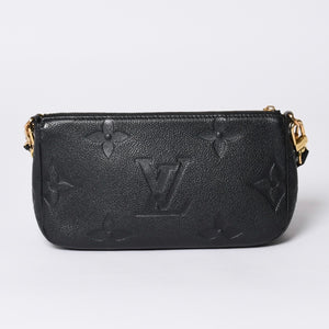 極美品 LOUIS VUITTON ルイヴィトン モノグラム アンプラント ミュルティ ポシェット アクセソワール ブラック M80399 現行 ゴールド金具 中古 4a000801