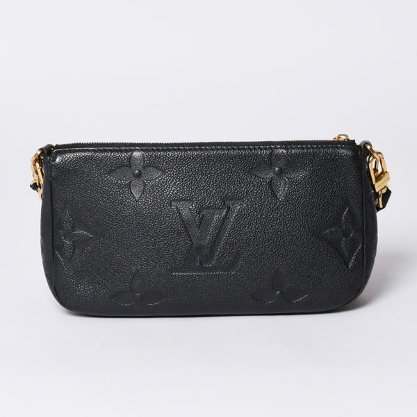 極美品 LOUIS VUITTON ルイヴィトン モノグラム アンプラント ミュルティ ポシェット アクセソワール ブラック M80399 現行 ゴールド金具 中古 4a000801