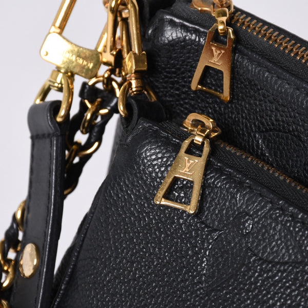 極美品 LOUIS VUITTON ルイヴィトン モノグラム アンプラント ミュルティ ポシェット アクセソワール ブラック M80399 現行 ゴールド金具 中古 4a000801