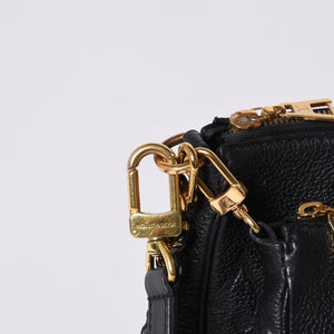 極美品 LOUIS VUITTON ルイヴィトン モノグラム アンプラント ミュルティ ポシェット アクセソワール ブラック M80399 現行 ゴールド金具 中古 4a000801
