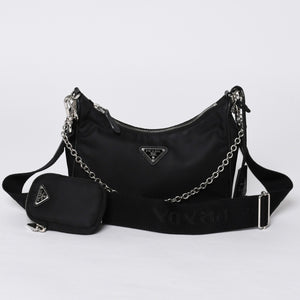 PRADA プラダ Re-Edition リエディション Hand Bag ハンドバッグ ワンショルダーバッグ ブラック ナイロン レザー 美品 中古 4a000734
