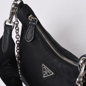 PRADA プラダ Re-Edition リエディション Hand Bag ハンドバッグ ワンショルダーバッグ ブラック ナイロン レザー 美品 中古 4a000734