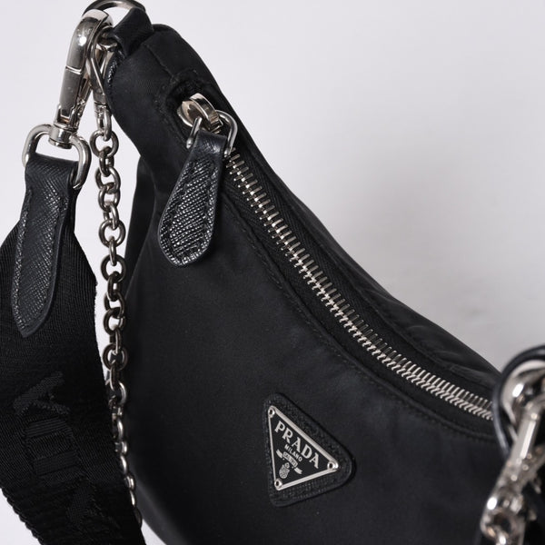 PRADA プラダ Re-Edition リエディション Hand Bag ハンドバッグ ワンショルダーバッグ ブラック ナイロン レザー 美品 中古 4a000734