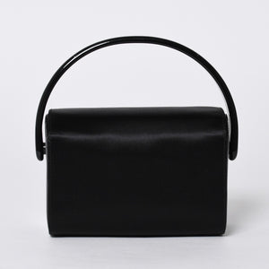 新品未使用 PRADA プラダ ハンドバッグ B6782 トライアングルロゴ 三角ロゴ レザー レーヨン シルク ブラック シルバー金具 中古 4a000424