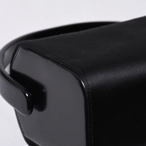新品未使用 PRADA プラダ ハンドバッグ B6782 トライアングルロゴ 三角ロゴ レザー レーヨン シルク ブラック シルバー金具 中古 4a000424