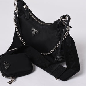 PRADA プラダ Re-Edition リエディション Hand Bag ハンドバッグ ワンショルダーバッグ ブラック ナイロン レザー 美品 中古 4a000734