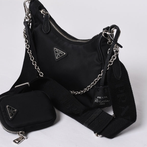 PRADA プラダ Re-Edition リエディション Hand Bag ハンドバッグ ワンショルダーバッグ ブラック ナイロン レザー 美品 中古 4a000734
