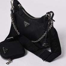 画像をギャラリービューアに読み込む, PRADA プラダ Re-Edition リエディション Hand Bag ハンドバッグ ワンショルダーバッグ ブラック ナイロン レザー 美品 中古 4a000734