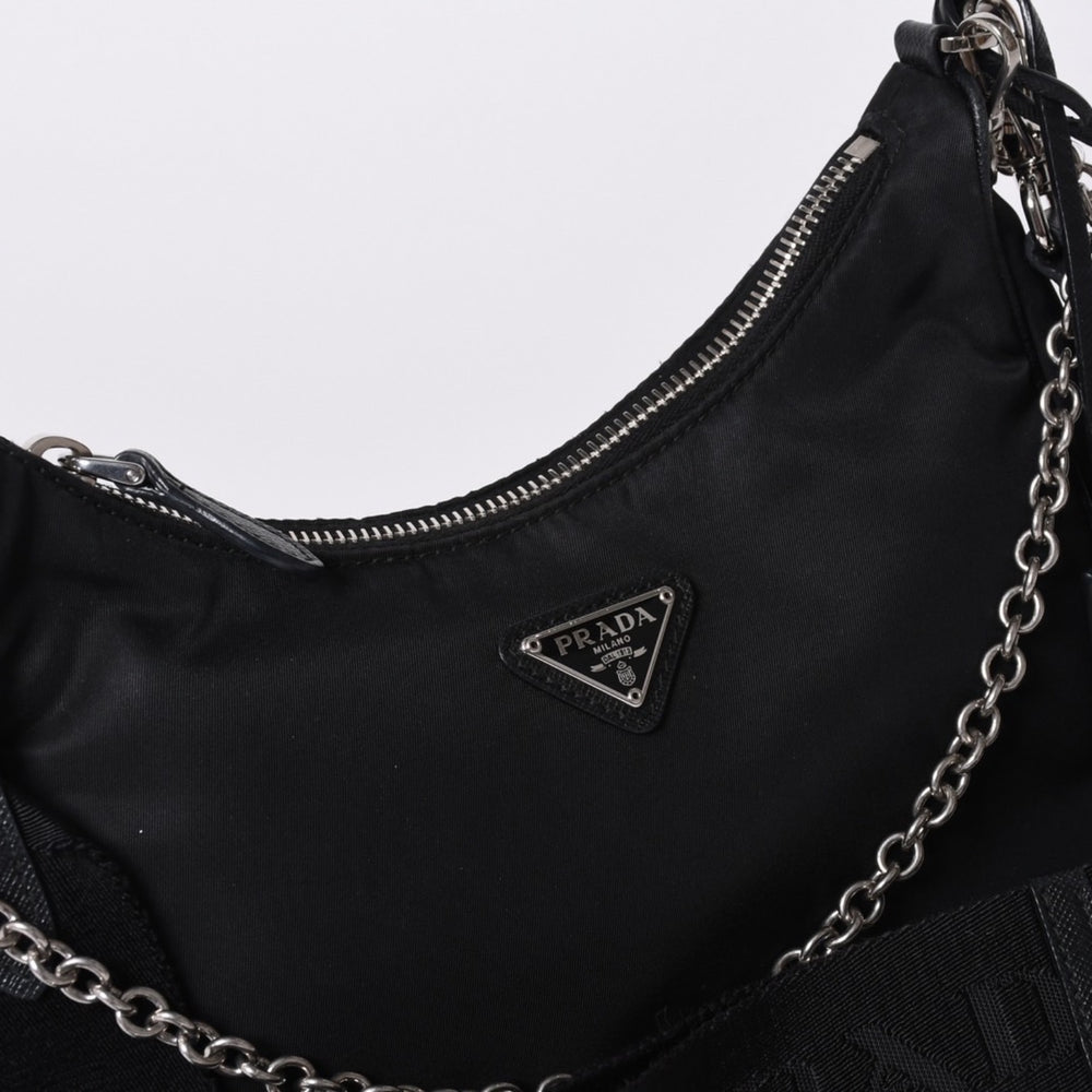 PRADA Prada Re-Edition Hand Bag Handbag One Shoulder Bag Black Nylon Leather Good Condition Used 4a000734