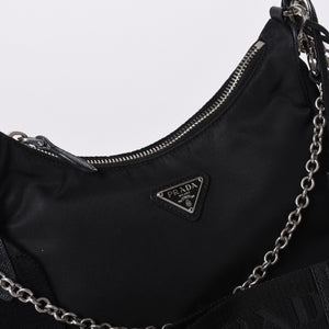 PRADA プラダ Re-Edition リエディション Hand Bag ハンドバッグ ワンショルダーバッグ ブラック ナイロン レザー 美品 中古 4a000734
