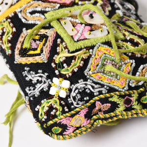 Very good condition FENDI Mamma bucket one shoulder bag green beads leather silver metal fittings used 4a000735