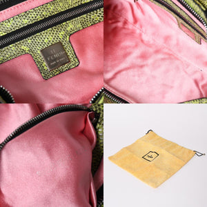 Very good condition FENDI Mamma bucket one shoulder bag green beads leather silver metal fittings used 4a000735