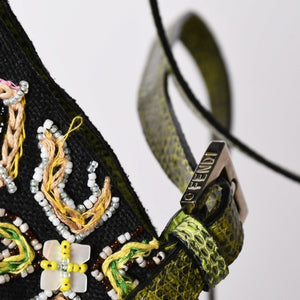 Very good condition FENDI Mamma bucket one shoulder bag green beads leather silver metal fittings used 4a000735