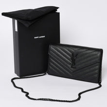 画像をギャラリービューアに読み込む, 新品未使用 SAINT LAURENT PARIS サンローランパリ カサンドラ エンベロープ チェーンウォレット 377828 グレインドプードルレザー 中古 4a000428