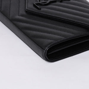 新品未使用 SAINT LAURENT PARIS サンローランパリ カサンドラ エンベロープ チェーンウォレット 377828 グレインドプードルレザー 中古 4a000428