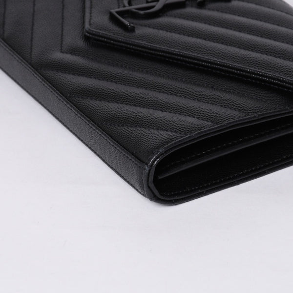 新品未使用 SAINT LAURENT PARIS サンローランパリ カサンドラ エンベロープ チェーンウォレット 377828 グレインドプードルレザー 中古 4a000428
