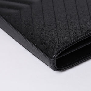 新品未使用 SAINT LAURENT PARIS サンローランパリ カサンドラ エンベロープ チェーンウォレット 377828 グレインドプードルレザー 中古 4a000428