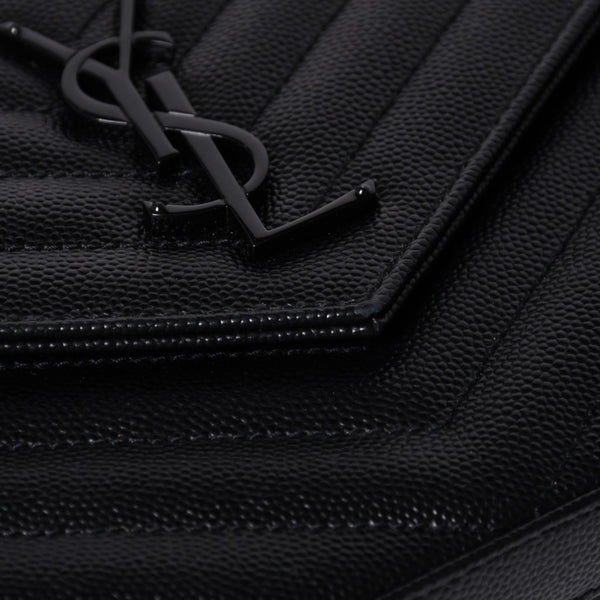新品未使用 SAINT LAURENT PARIS サンローランパリ カサンドラ エンベロープ チェーンウォレット 377828 グレインドプードルレザー 中古 4a000428