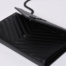 画像をギャラリービューアに読み込む, 新品未使用 SAINT LAURENT PARIS サンローランパリ カサンドラ エンベロープ チェーンウォレット 377828 グレインドプードルレザー 中古 4a000428