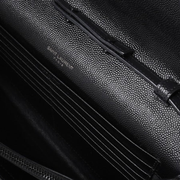 新品未使用 SAINT LAURENT PARIS サンローランパリ カサンドラ エンベロープ チェーンウォレット 377828 グレインドプードルレザー 中古 4a000428