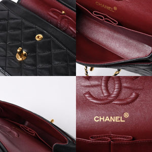 CHANEL Chanel Matelasse 23 W Flap W Chain Shoulder Bag No. 1 Coco Mark Lambskin Black Gold Good Condition Used 4a001123