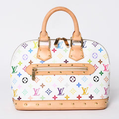 極美品 LOUIS VUITTON ルイヴィトン アルマ ハンドバッグ M92647 モノグラム マルチカラー ホワイト 村上隆 中古 4a001068