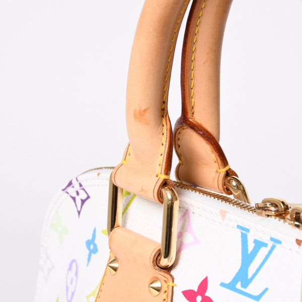 極美品 LOUIS VUITTON ルイヴィトン アルマ ハンドバッグ M92647 モノグラム マルチカラー ホワイト 村上隆 中古 4a001068